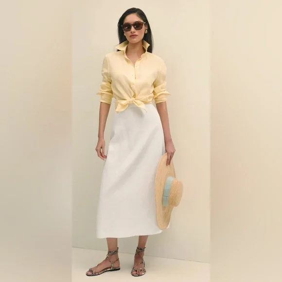 Brooks Brothers White Linen Maxi Skirt size 0 - Picture 1 of 12